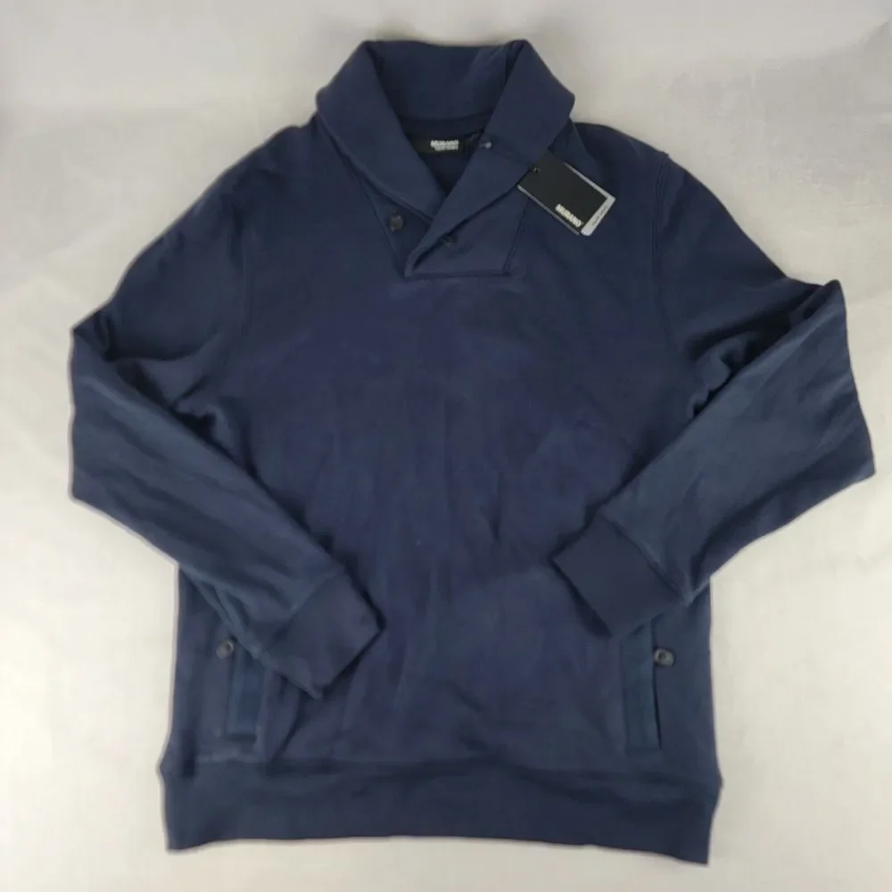 Murano Mens Long Sleeve 1/4 Button‎ High Neck Collared V Neck Long Sleeve Small